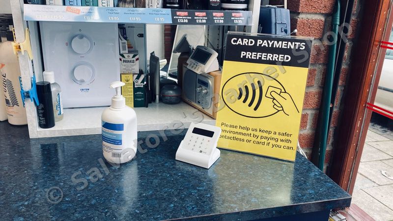 Covid reopening — colour coded cleaning zones at Salvatore's Barber Shop 2020