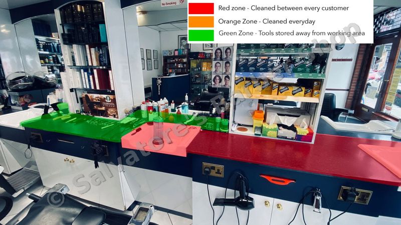 Covid reopening — hand sanitiser station at Salvatore's 2020