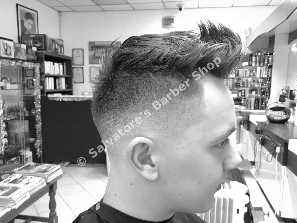 Quiff haircut with skin fade by Salvatore's Barber Shop Bristol