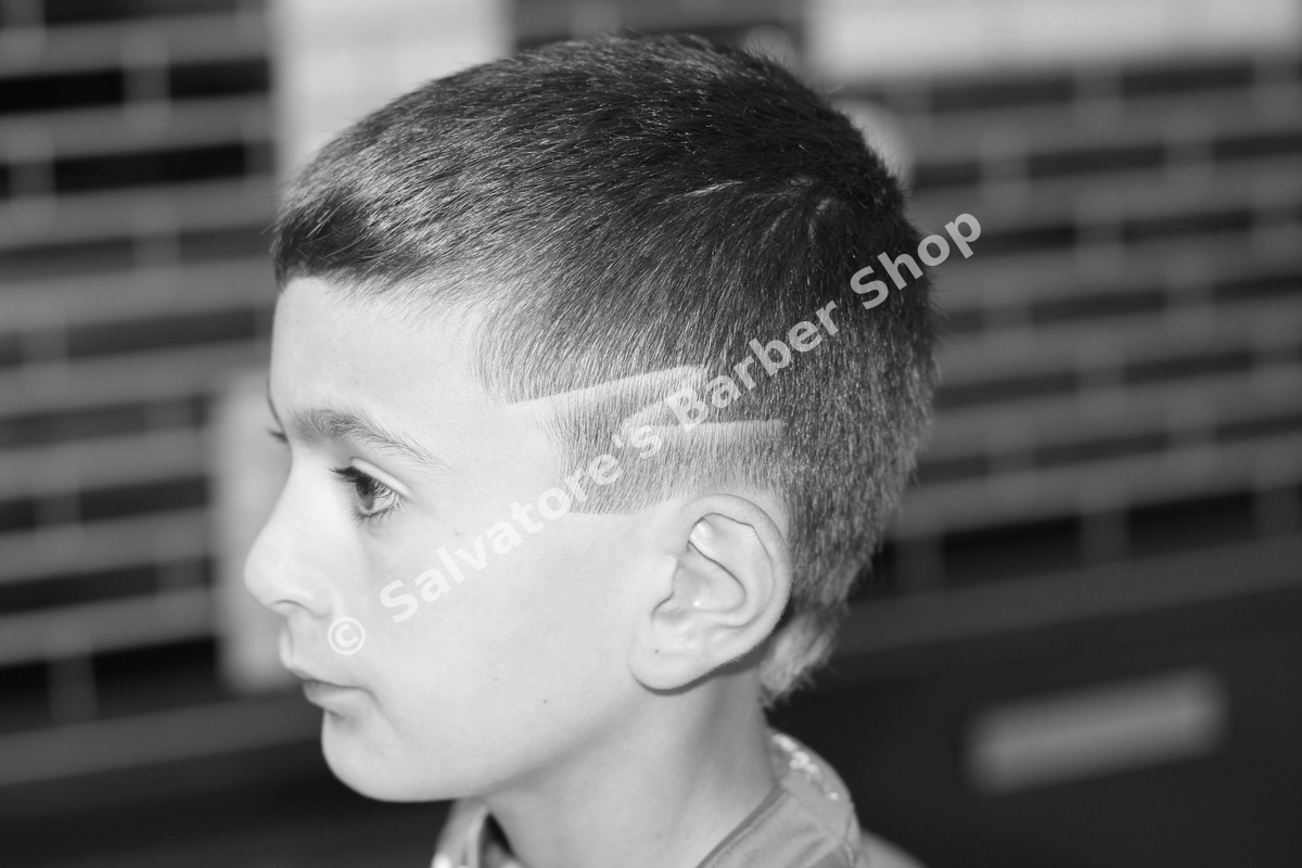 Children's haircut with hair design by Salvatore's Barber Shop Bristol