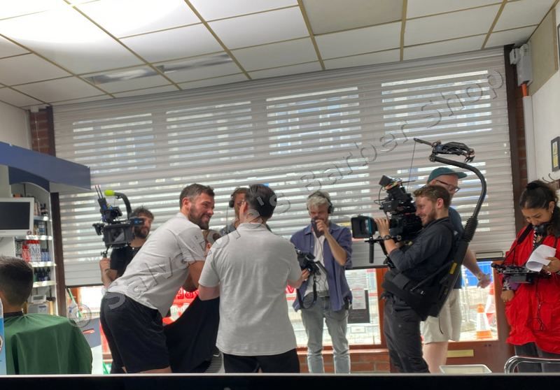 Ben Foster filming at Salvatore's Barber Shop