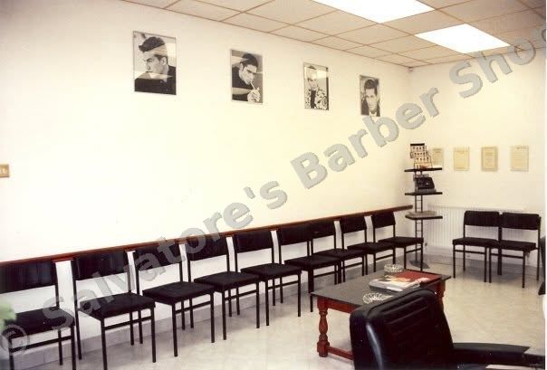 The waiting room on opening day — Salvatore's Barber Shop 1994