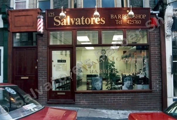 The shop front of Salvatore's Barber Shop on opening day — 125 Coldharbour Road 1994